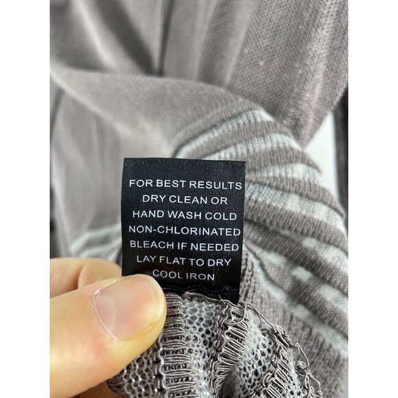 One Grey Day Women's Large Linen Open Weave Knit Drop Shoulder Beach Hoodie - Picture 8 of 13